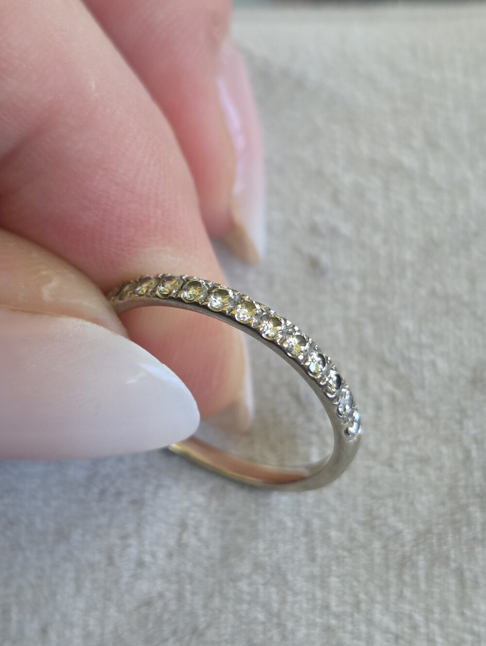 10k Classic Diamond Pavé Half-Eternity Band in White Gold - Size 7.25